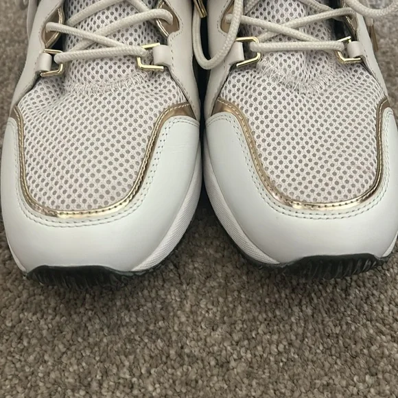 Michael Kors Mesh Sage and Gold Platform Sneakers Size 10 - Picture 4 of 12